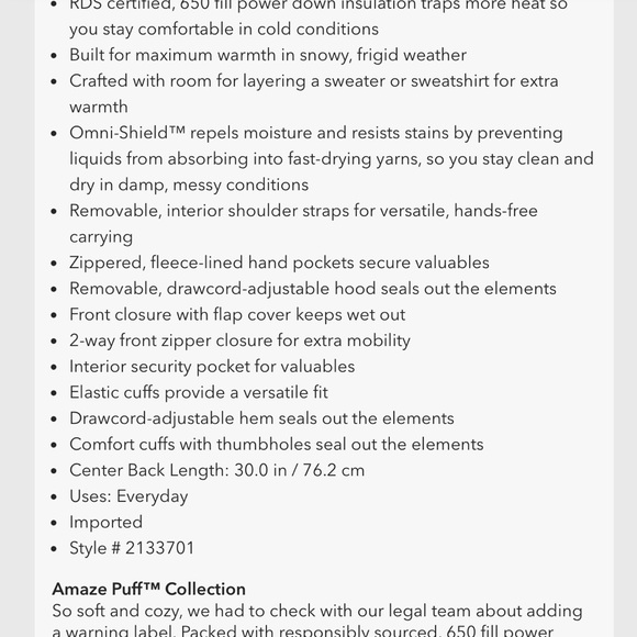 NWT Columbia Amaze Puff Light Beige Puffer Jacket - Picture 4 of 7